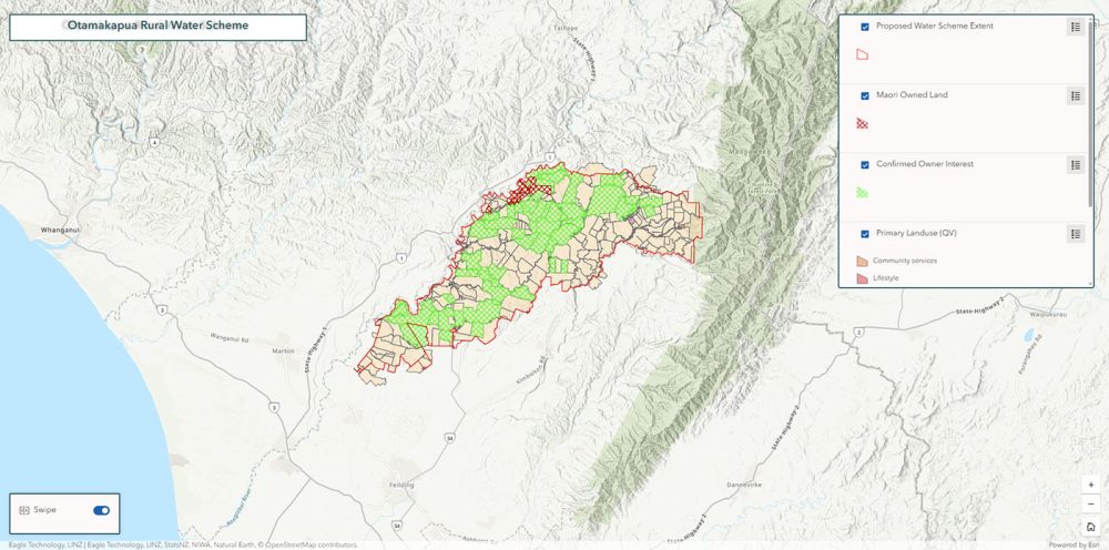 Map of the Otamakapua Rural Water Scheme