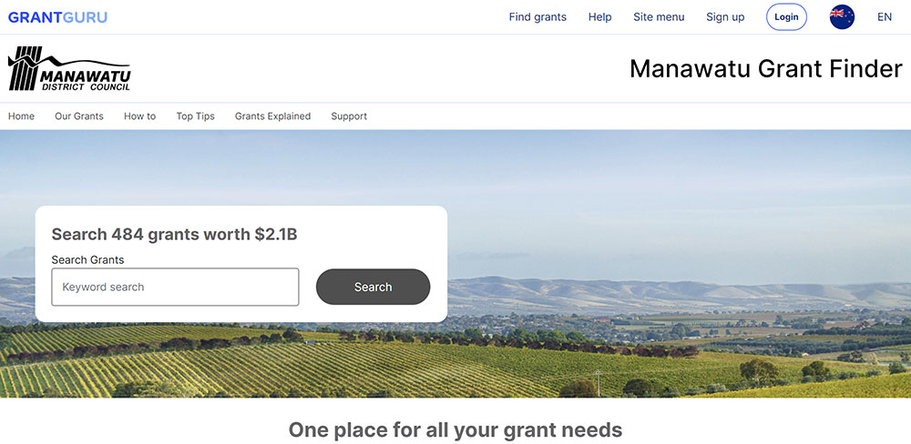 Manawatu Grant Finder website